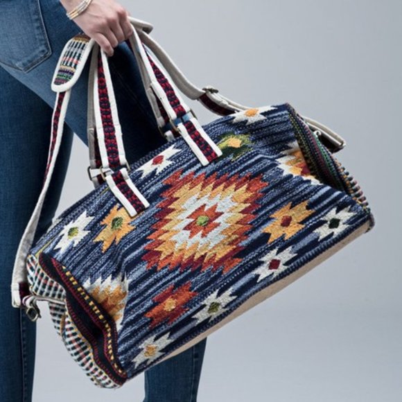 Shop_Fig Handbags - New Aztec Navajo Western Weekender Tote Bag Duffle